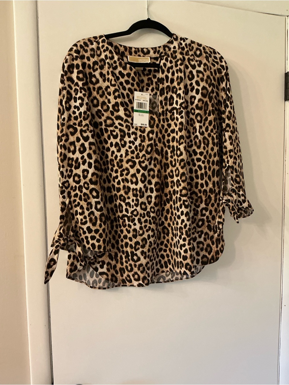 Michael Kors Leopard Print Blouse in Brown and Tan